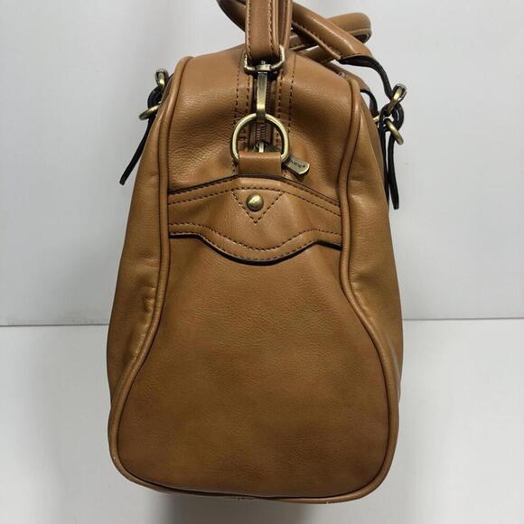 David Jones Shoulder Bag Handbag Purse Tan Faux Leather Shoulder & Double Straps - Picture 4 of 9